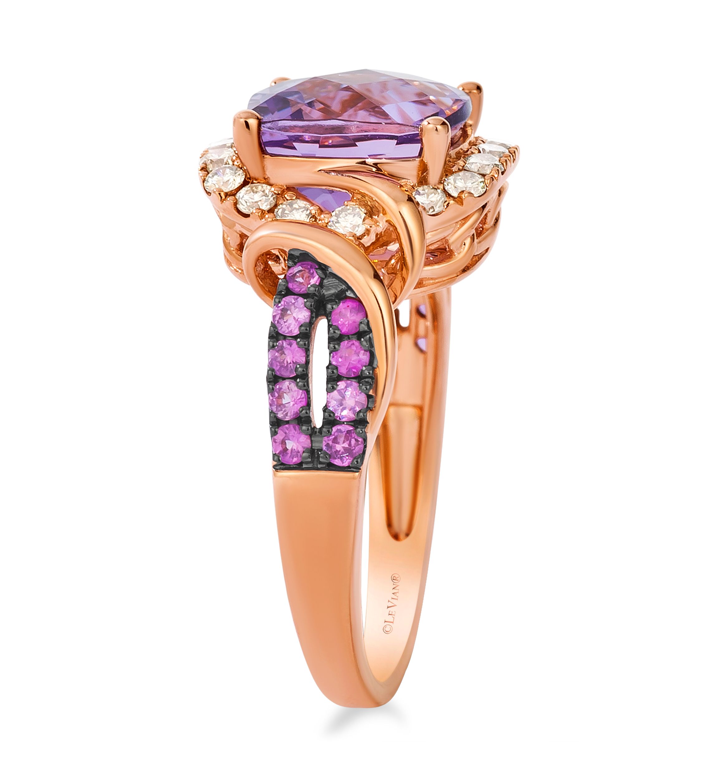 2.75 ct. t.w. Cotton Candy Amethyst®, 1/3 ct. t.w. Bubble Gum Pink Sapphire™, 1/3 ct. t.w. Nude Diamonds™ Ring in 14K Strawberry Gold®