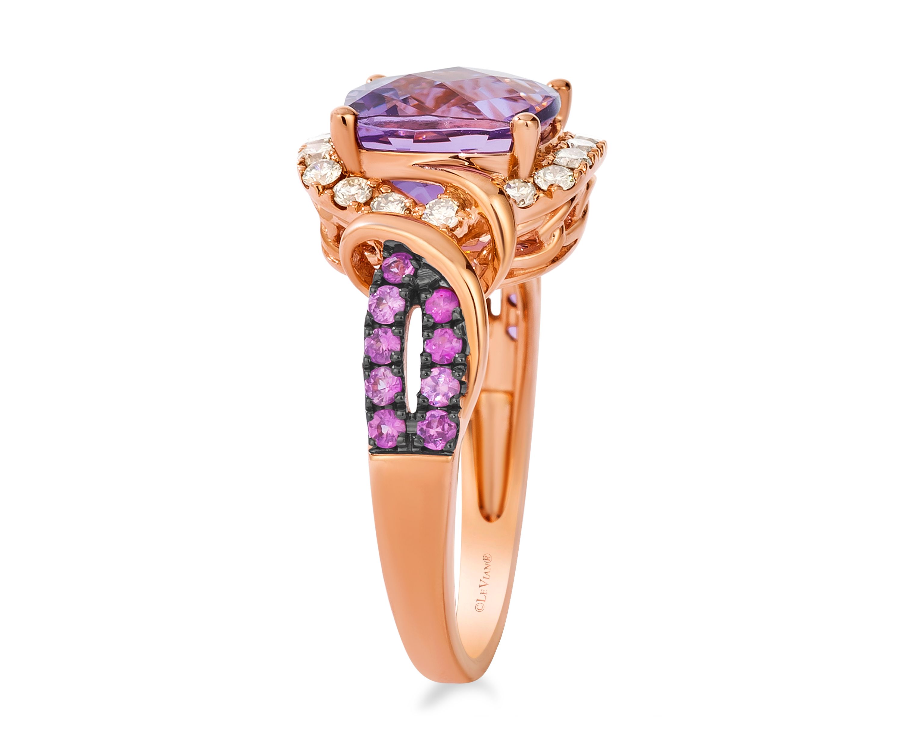 2.75 ct. t.w. Cotton Candy Amethyst®, 1/3 ct. t.w. Bubble Gum Pink Sapphire™, 1/3 ct. t.w. Nude Diamonds™ Ring in 14K Strawberry Gold®