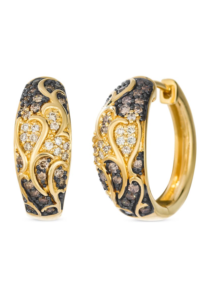 1/2 ct. t.w. Chocolate Ombré Diamonds® Hoop Earrings in 14K Honey Gold™