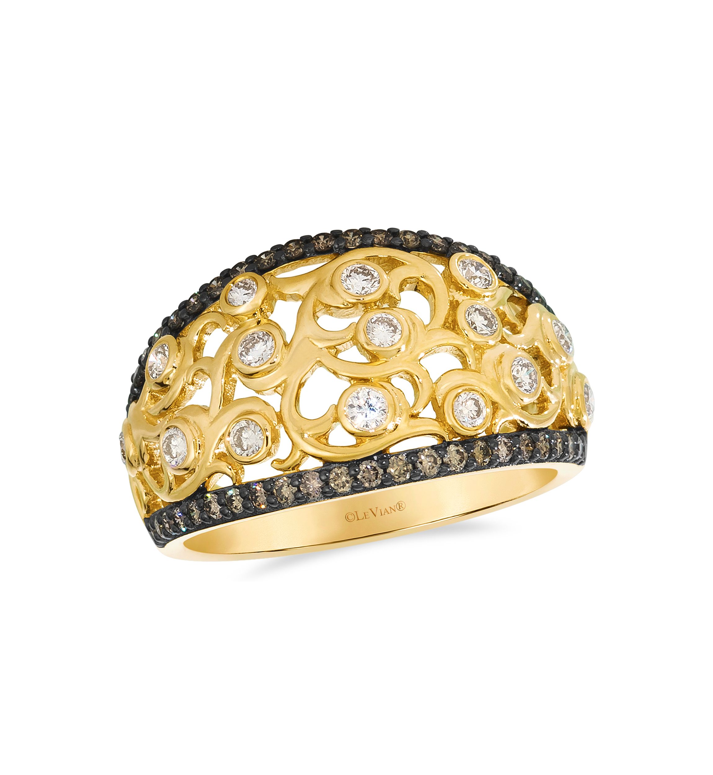 1/3 ct. t.w. Nude Diamonds™ and 1/3 ct. t.w. Chocolate Diamonds® Ring in 14K Honey Gold™