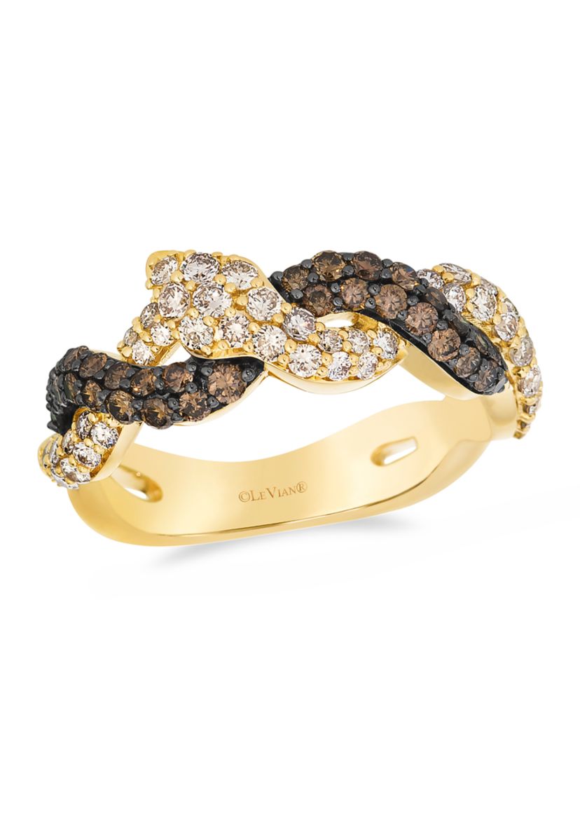5/8 ct. t.w. Nude Diamonds™, 1/2 ct. t.w. Chocolate Diamonds® Snake Ring in 14K Honey Gold™