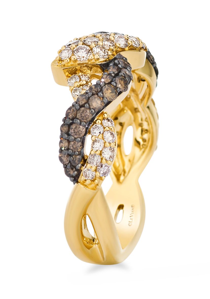 5/8 ct. t.w. Nude Diamonds™, 1/2 ct. t.w. Chocolate Diamonds® Snake Ring in 14K Honey Gold™