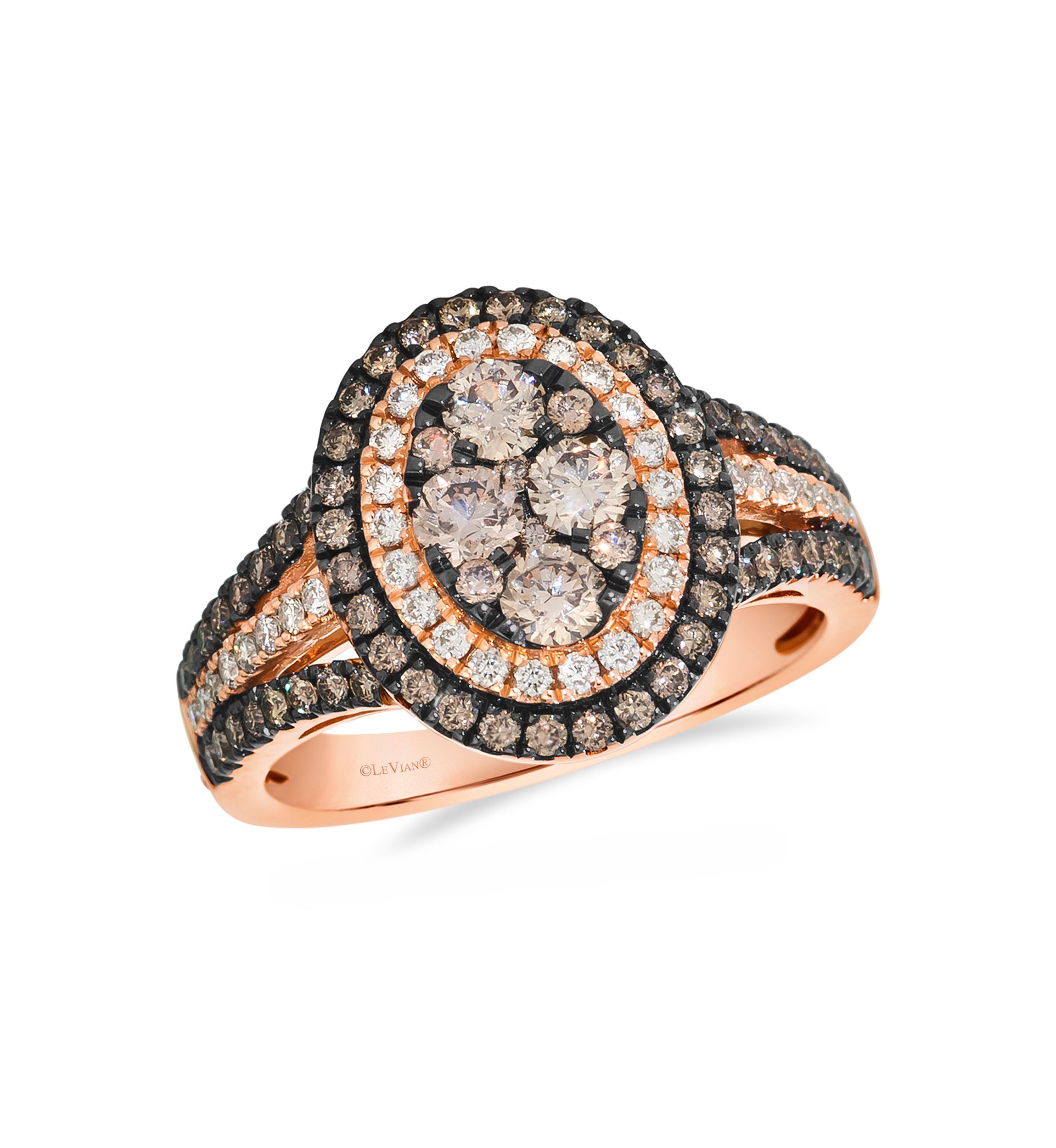 1 ct. t.w. Chocolate Diamonds®, 1/4 ct. t.w. Nude Diamonds™ Ring in 14K Strawberry Gold®