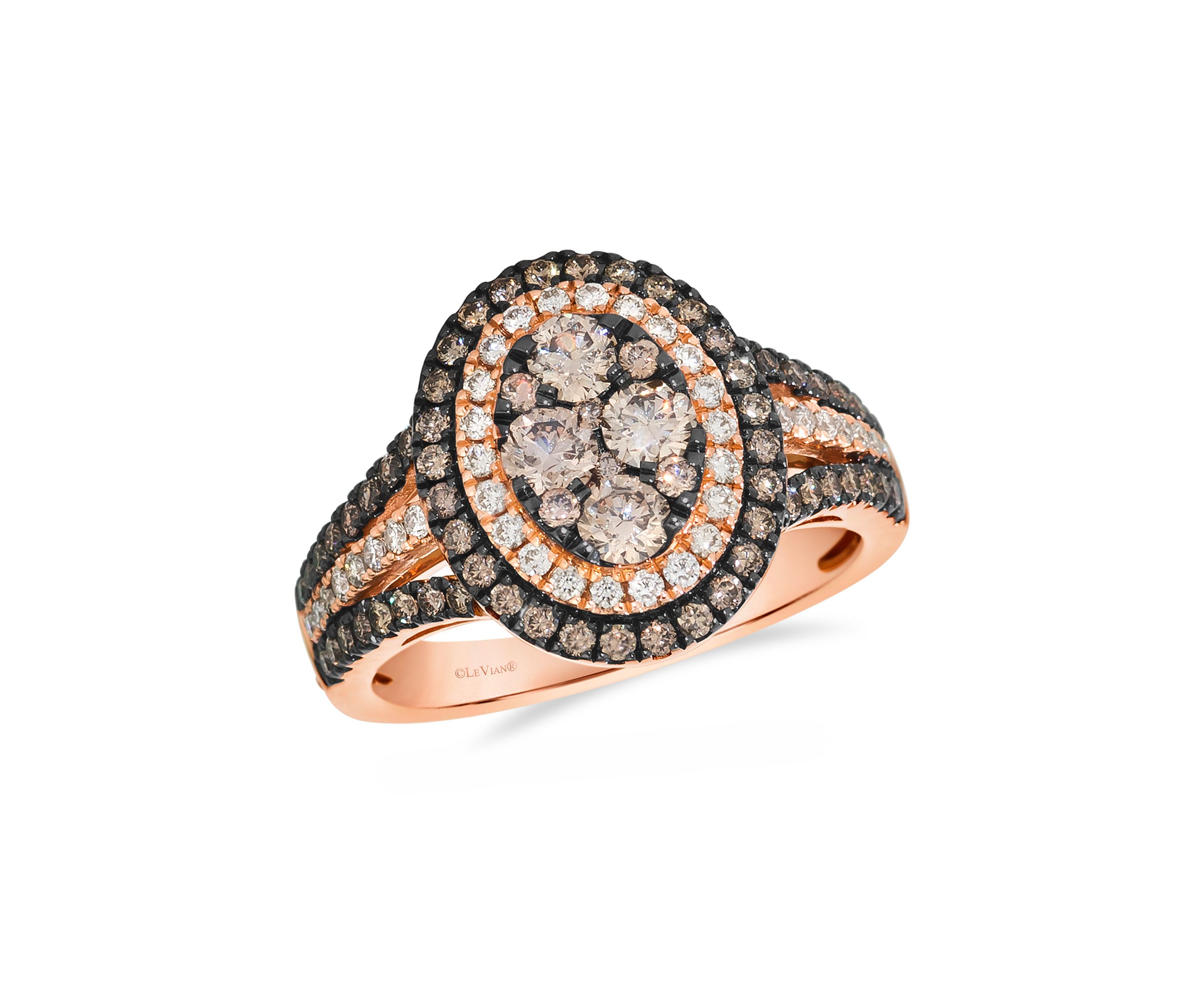 1 ct. t.w. Chocolate Diamonds®, 1/4 ct. t.w. Nude Diamonds™ Ring in 14K Strawberry Gold®