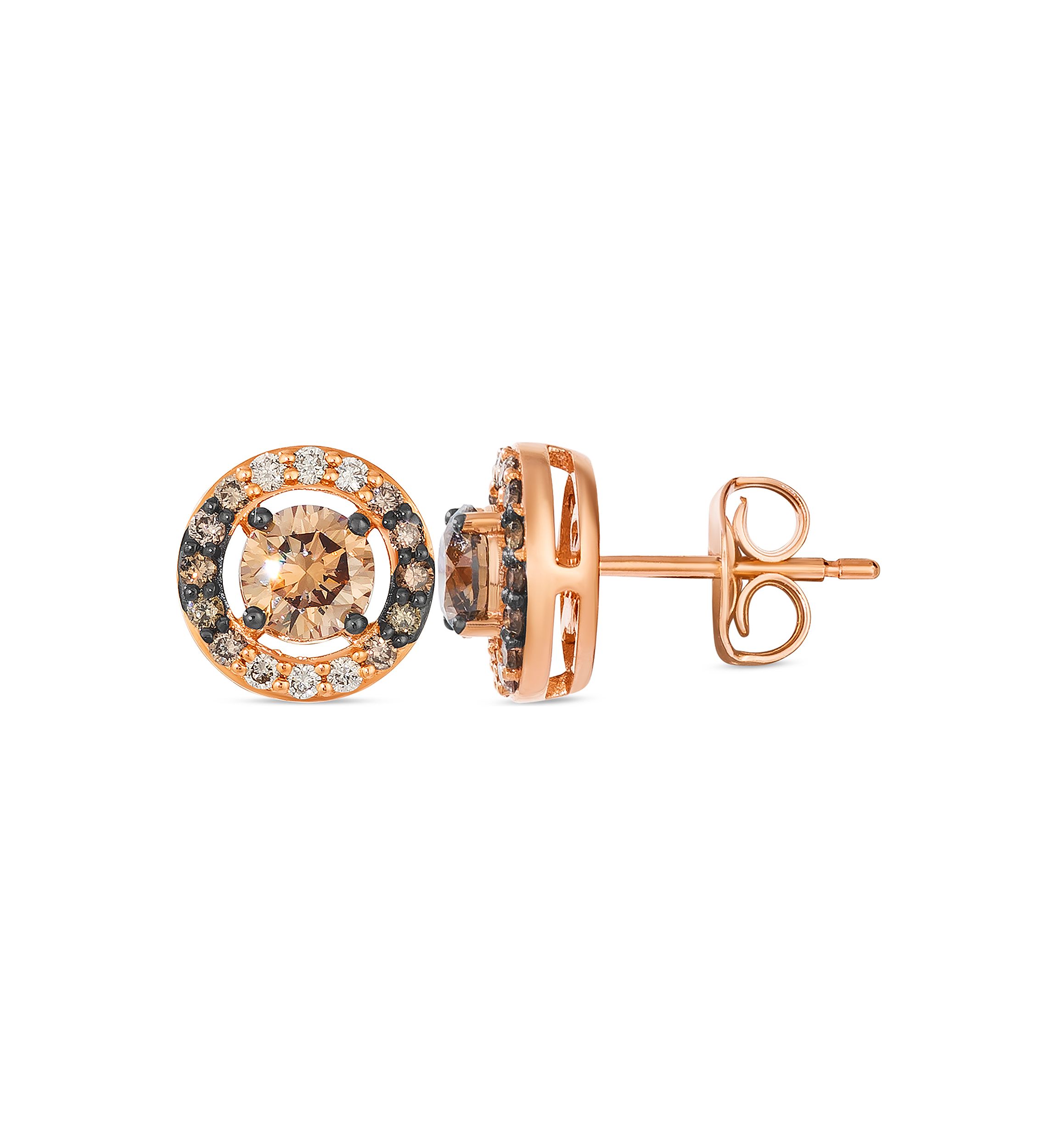 5/8 ct. t.w. Chocolate Diamonds® , 1/4 ct. t.w. Chocolate Ombré Diamonds® Chocolatier® Earrings in 14K Strawberry Gold®