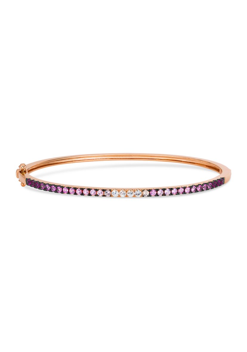 1 ct. t.w. Pink Ombré Sapphire, 1/6 ct. t.w. White Ombré Sapphire Bangle Bracelet in 14K Strawberry Gold®