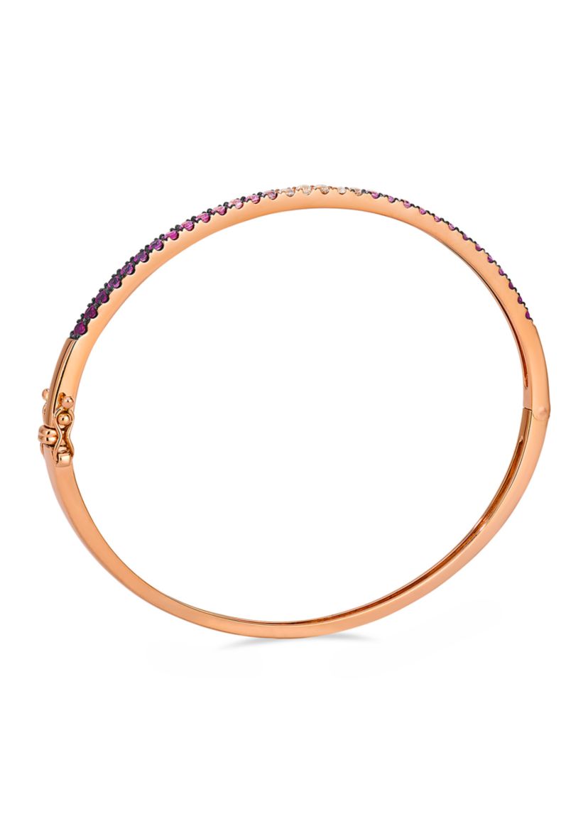 1 ct. t.w. Pink Ombré Sapphire, 1/6 ct. t.w. White Ombré Sapphire Bangle Bracelet in 14K Strawberry Gold®