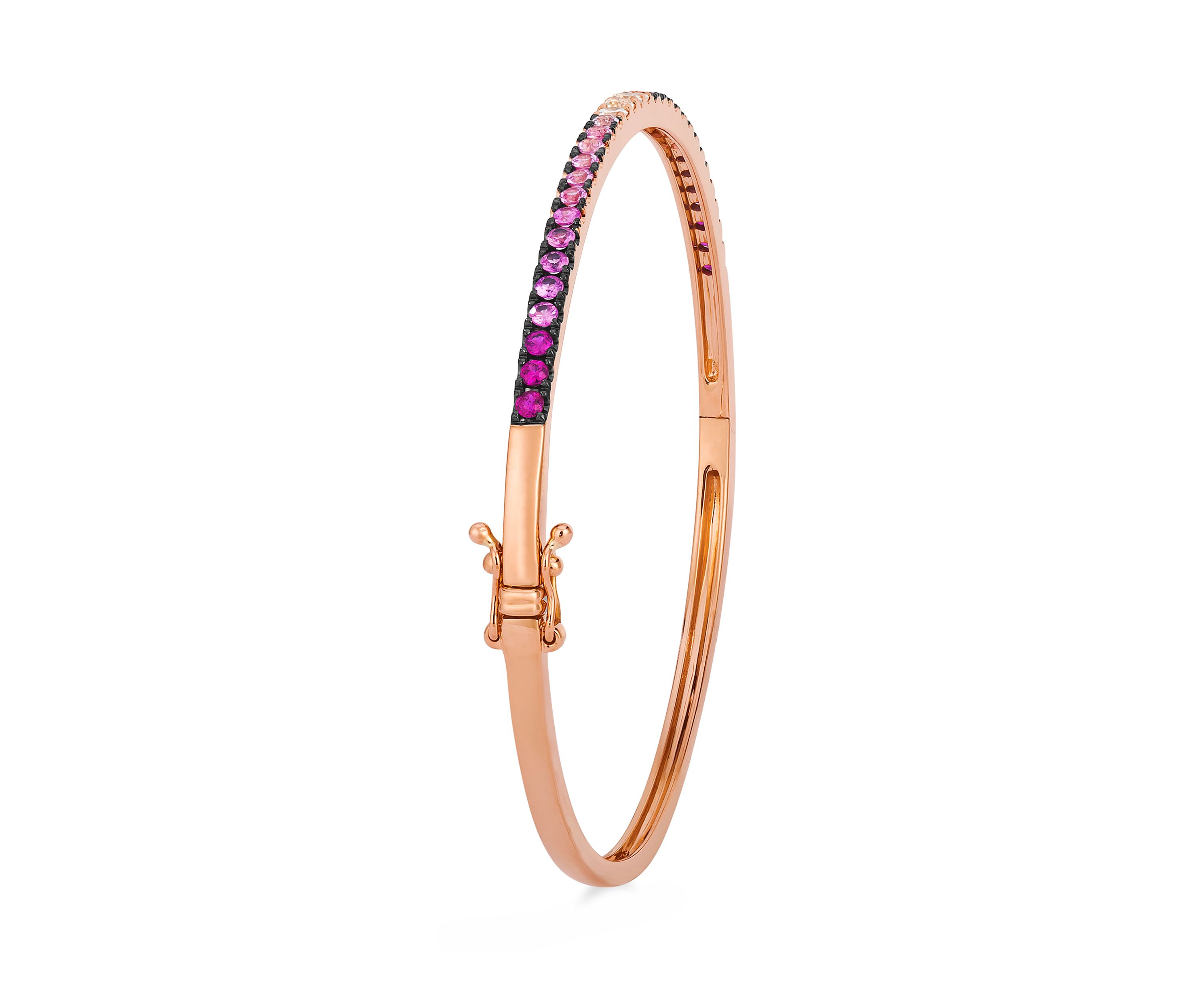 1 ct. t.w. Pink Ombré Sapphire, 1/6 ct. t.w. White Ombré Sapphire Bangle Bracelet in 14K Strawberry Gold®