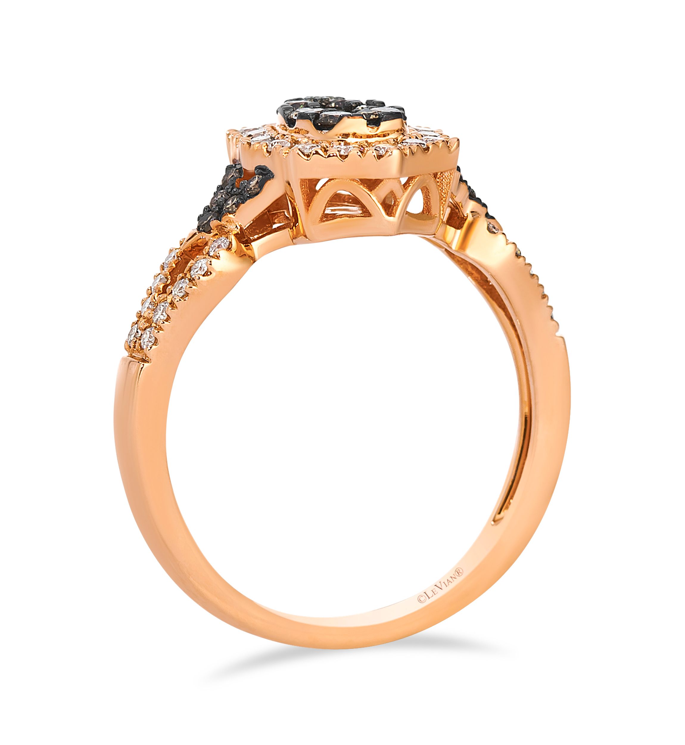 Ring featuring 1/3 ct. t.w. Chocolate Diamonds®, 1/3 ct. t.w. Nude Diamonds™ set in 14K Strawberry Gold®
