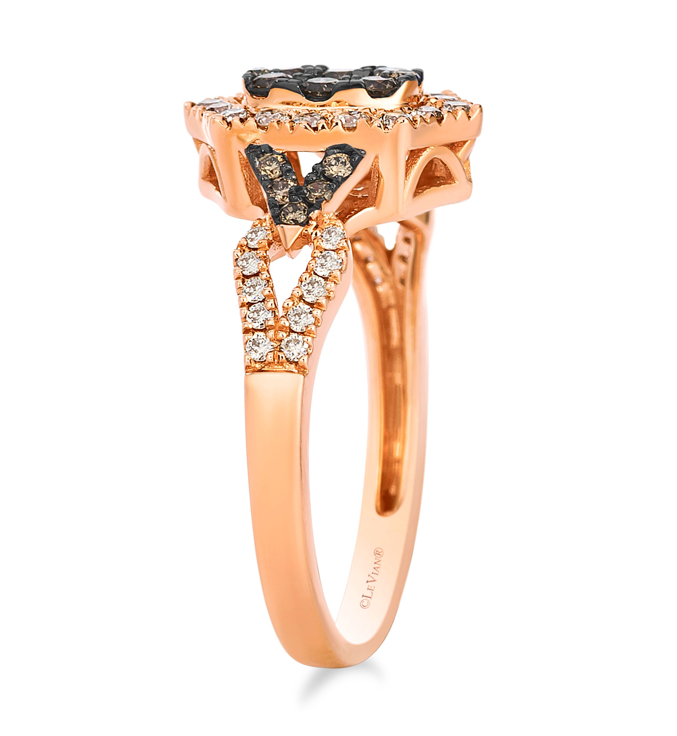 Ring featuring 1/3 ct. t.w. Chocolate Diamonds®, 1/3 ct. t.w. Nude Diamonds™ set in 14K Strawberry Gold®