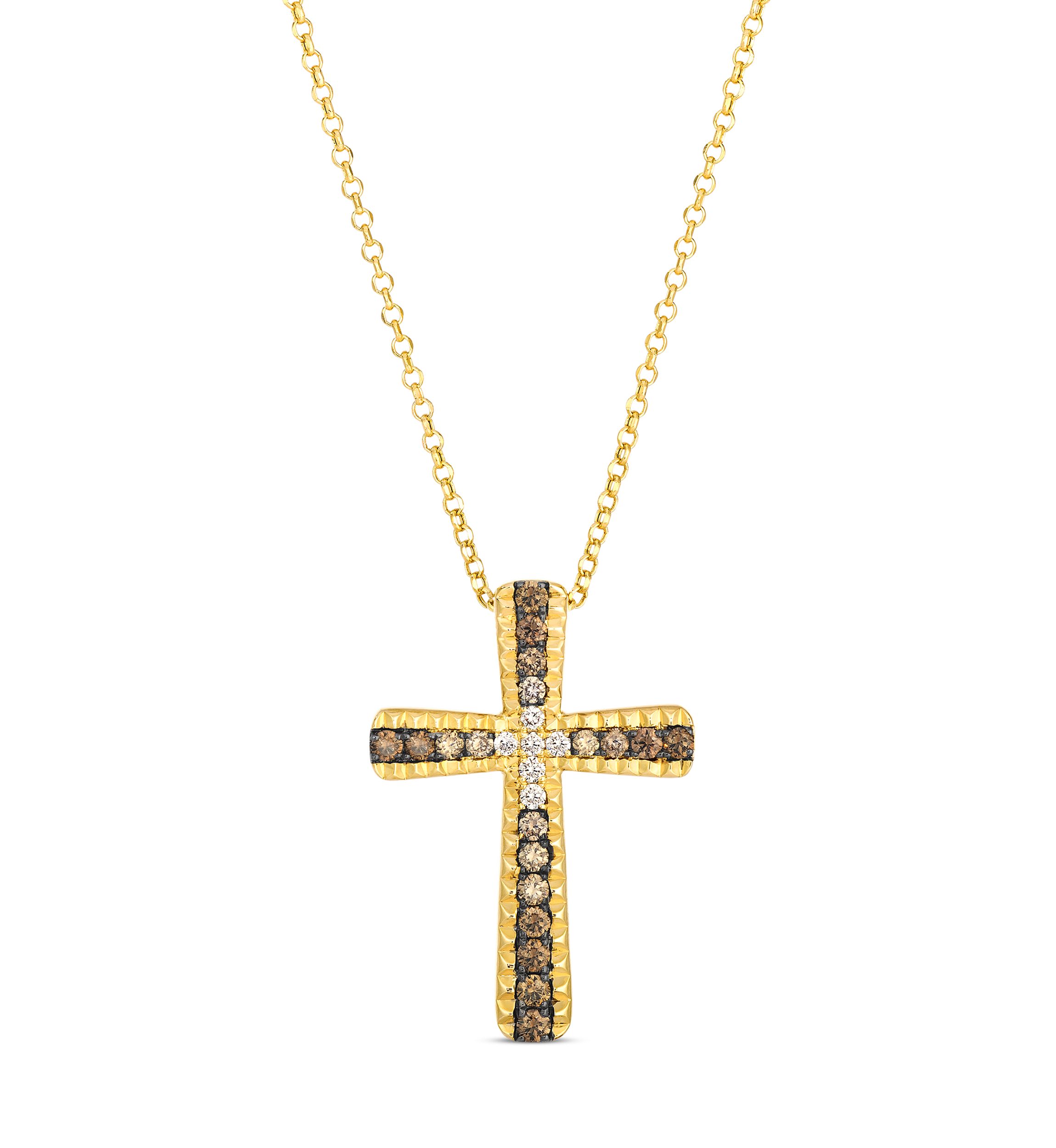 Ombre®  Cross Pendant featuring 3/4 ct. t.w. Chocolate Ombré® Diamonds set in 14K Honey Gold™
