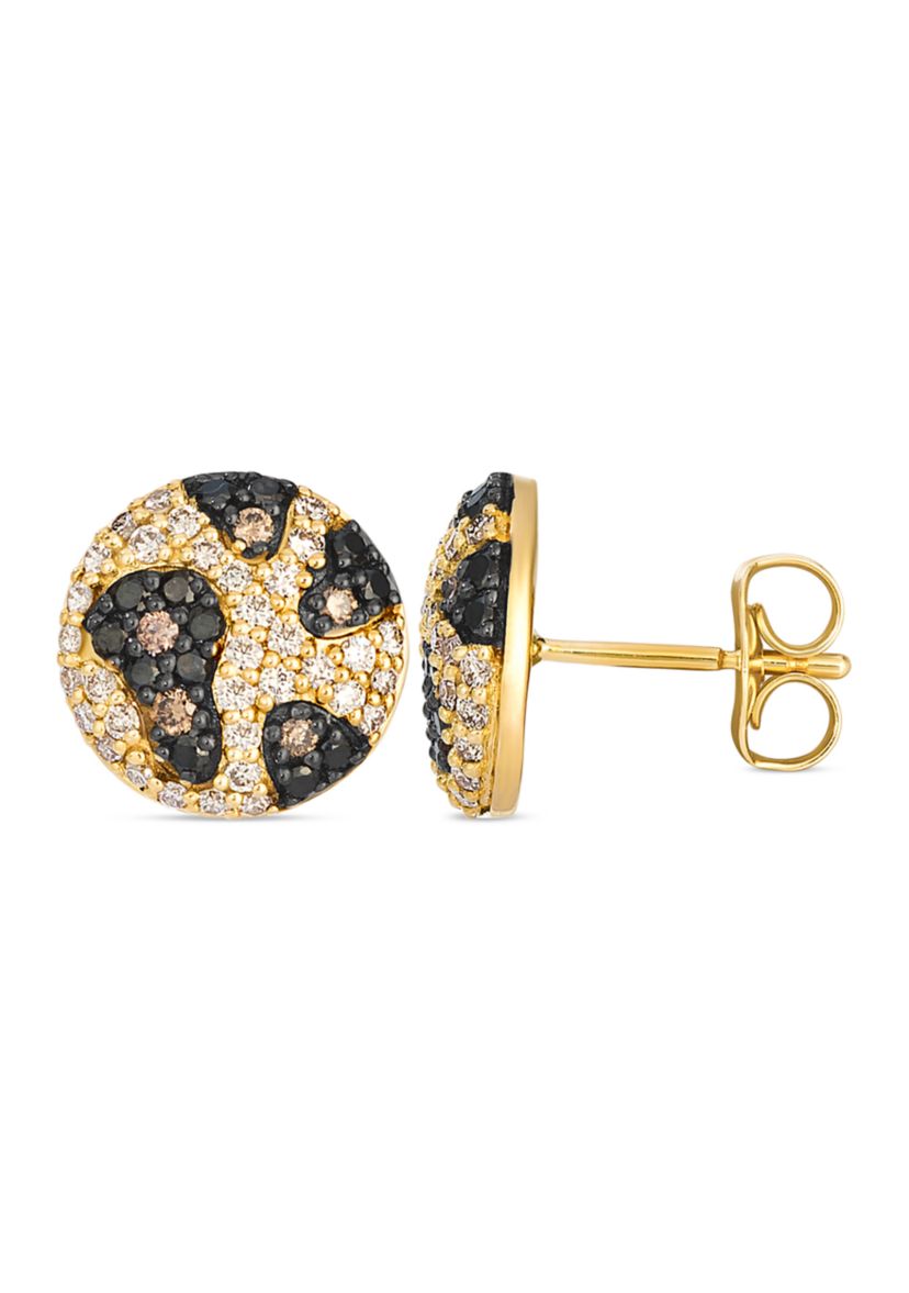 Animal Print Earrings featuring 1/15 ct. t.w. Chocolate Diamonds®, 1/5 ct. t.w. Blackberry Diamonds®, 3/8 ct. t.w. Nude Diamonds™ set in 14K Honey Gold™
