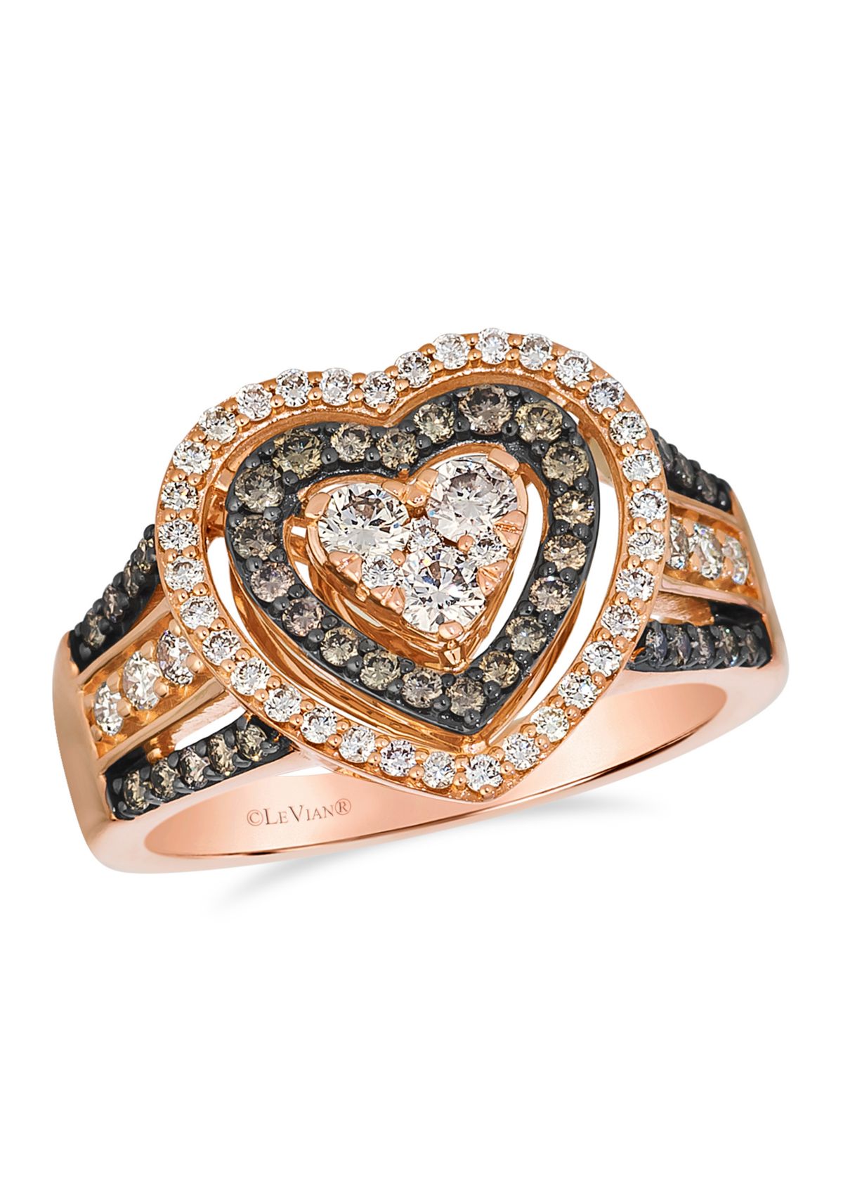 Ring featuring 1/2 cts. Nude Diamonds™, 1/3 cts. Chocolate Diamonds® set in 14K Strawberry Gold®