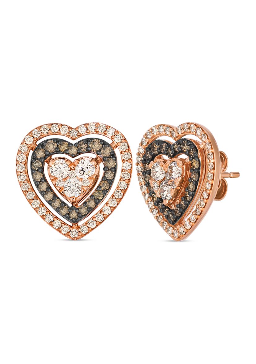  Earrings featuring 7/8 ct. t.w. Nude Diamonds™, 3/8 ct. t.w. Chocolate Diamonds® set in 14K Strawberry Gold®