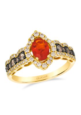 Le Vian Ring featuring 3/8 ct. t.w. Neon Tangerine Fire Opal®, 1/3 ct. t.w. Chocolate Diamonds, 1/3 ct. t.w. Nude Diamonds™ set in 14K Honey Gold,