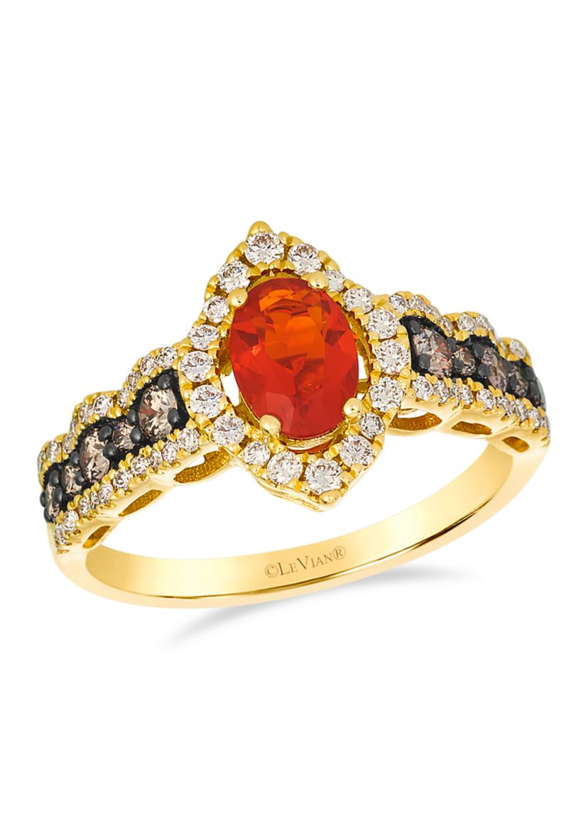 Ring featuring 3/8 ct. t.w. Neon Tangerine Fire Opal®, 1/3 ct. t.w. Chocolate Diamonds®, 1/3 ct. t.w. Nude Diamonds™ set in 14K Honey Gold™