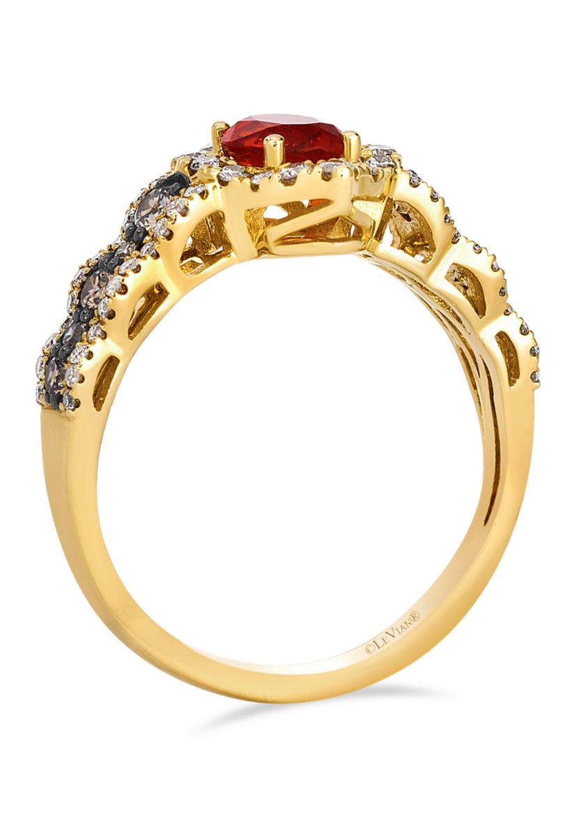 Ring featuring 3/8 ct. t.w. Neon Tangerine Fire Opal®, 1/3 ct. t.w. Chocolate Diamonds®, 1/3 ct. t.w. Nude Diamonds™ set in 14K Honey Gold™