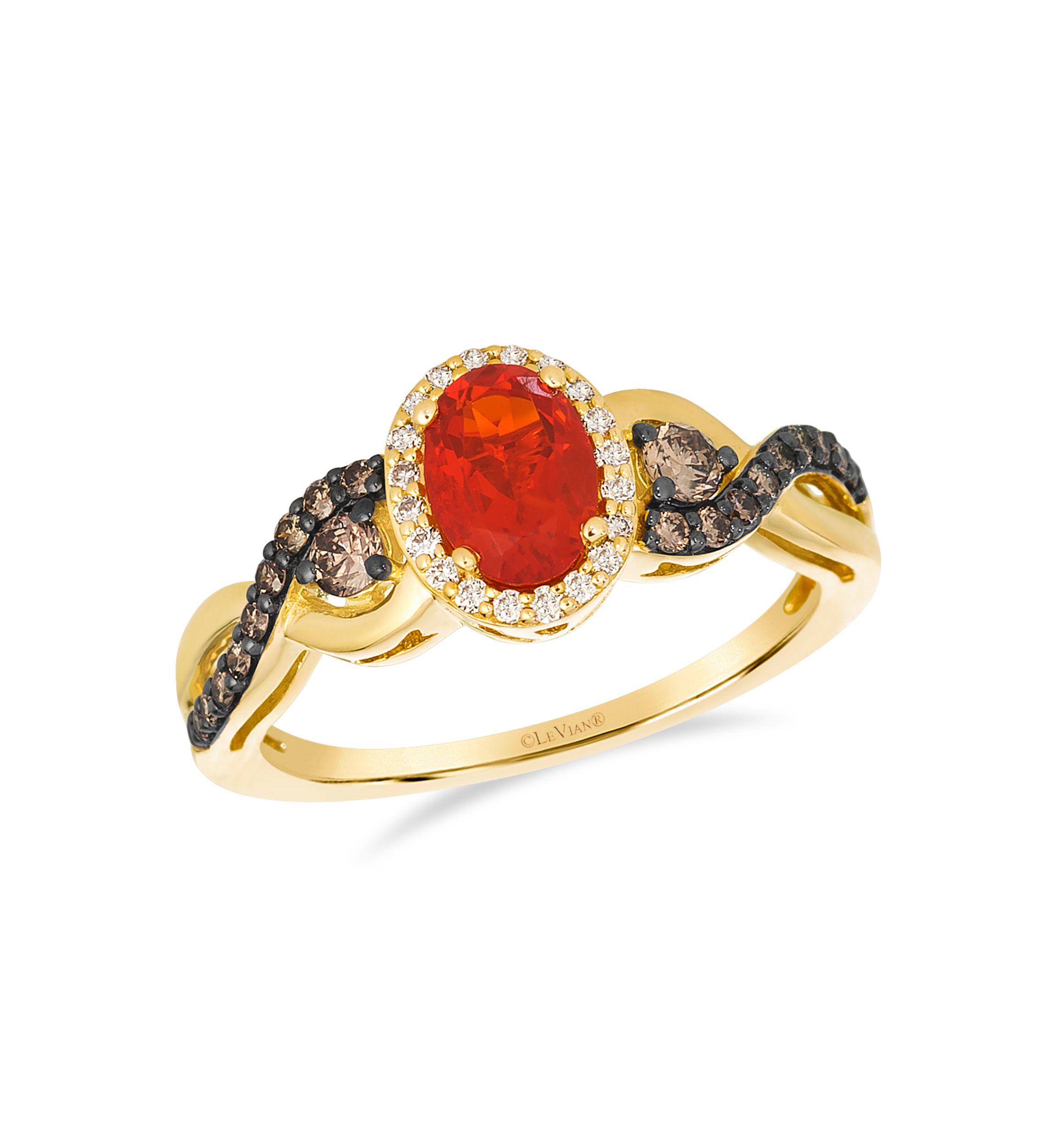 Ring featuring 3/8 ct. t.w. Opal®, 1/3 ct. t.w. Chocolate Diamonds®, 1/10 ct. t.w. Nude Diamonds™ set in 14K Honey Gold™