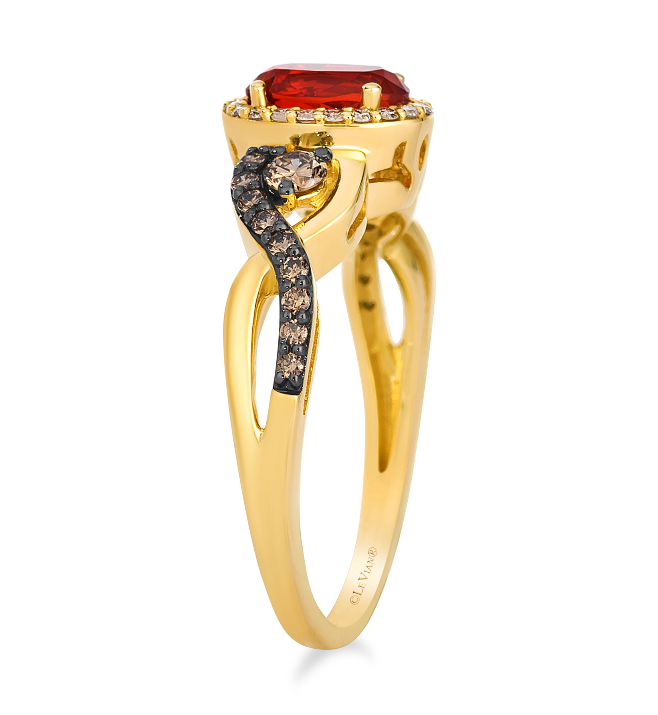 Ring featuring 3/8 ct. t.w. Opal®, 1/3 ct. t.w. Chocolate Diamonds®, 1/10 ct. t.w. Nude Diamonds™ set in 14K Honey Gold™