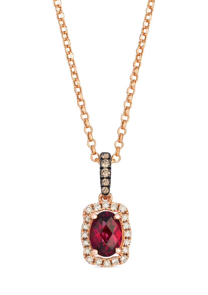 Pendant featuring 1 ct. t.w. Raspberry Rhodolite®, 1/20 ct. t.w. Chocolate Diamonds®, 1/8 ct. t.w. Nude Diamonds™ set in 14K Strawberry Gold®