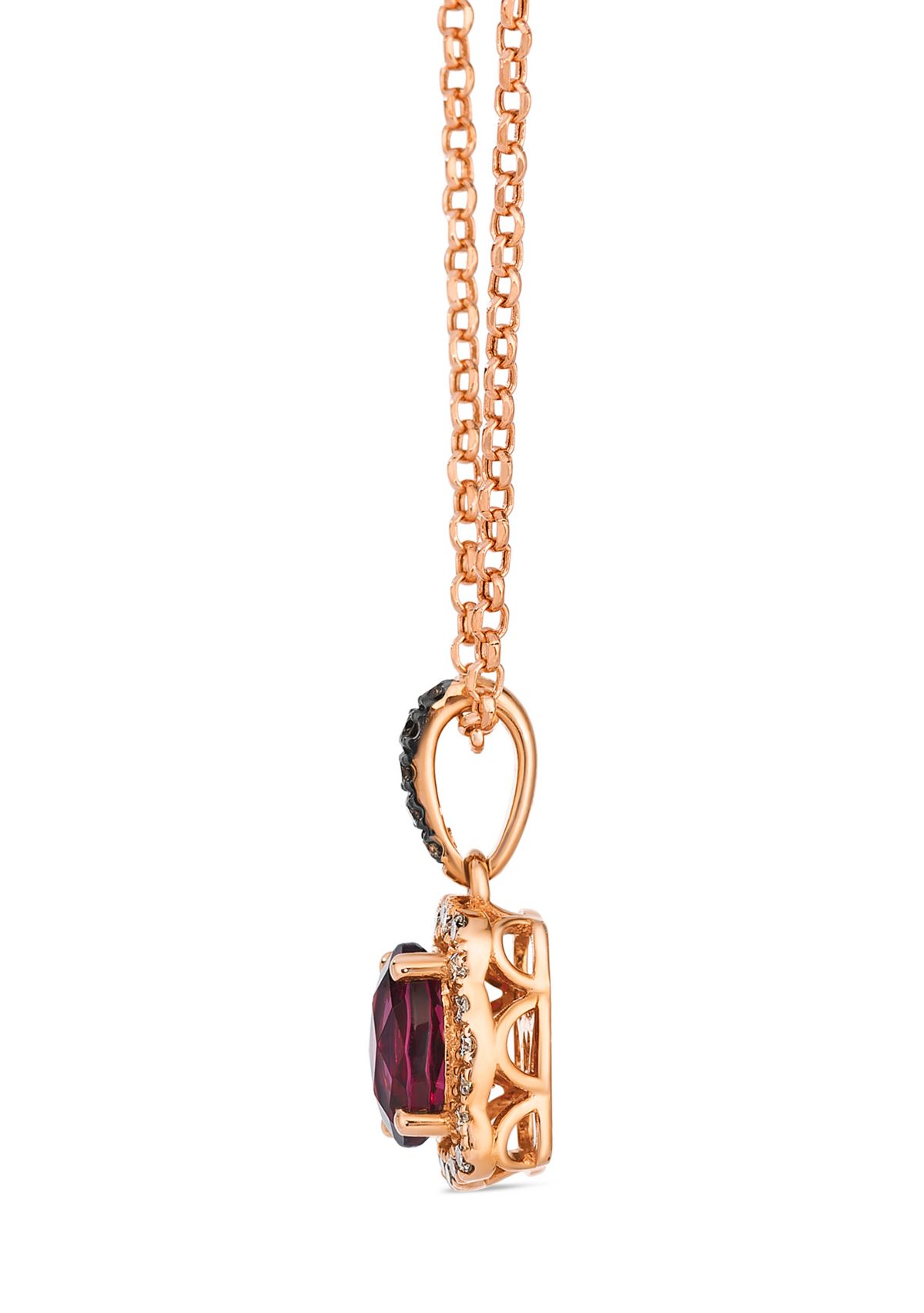 Pendant featuring 1 ct. t.w. Raspberry Rhodolite®, 1/20 ct. t.w. Chocolate Diamonds®, 1/8 ct. t.w. Nude Diamonds™ set in 14K Strawberry Gold®