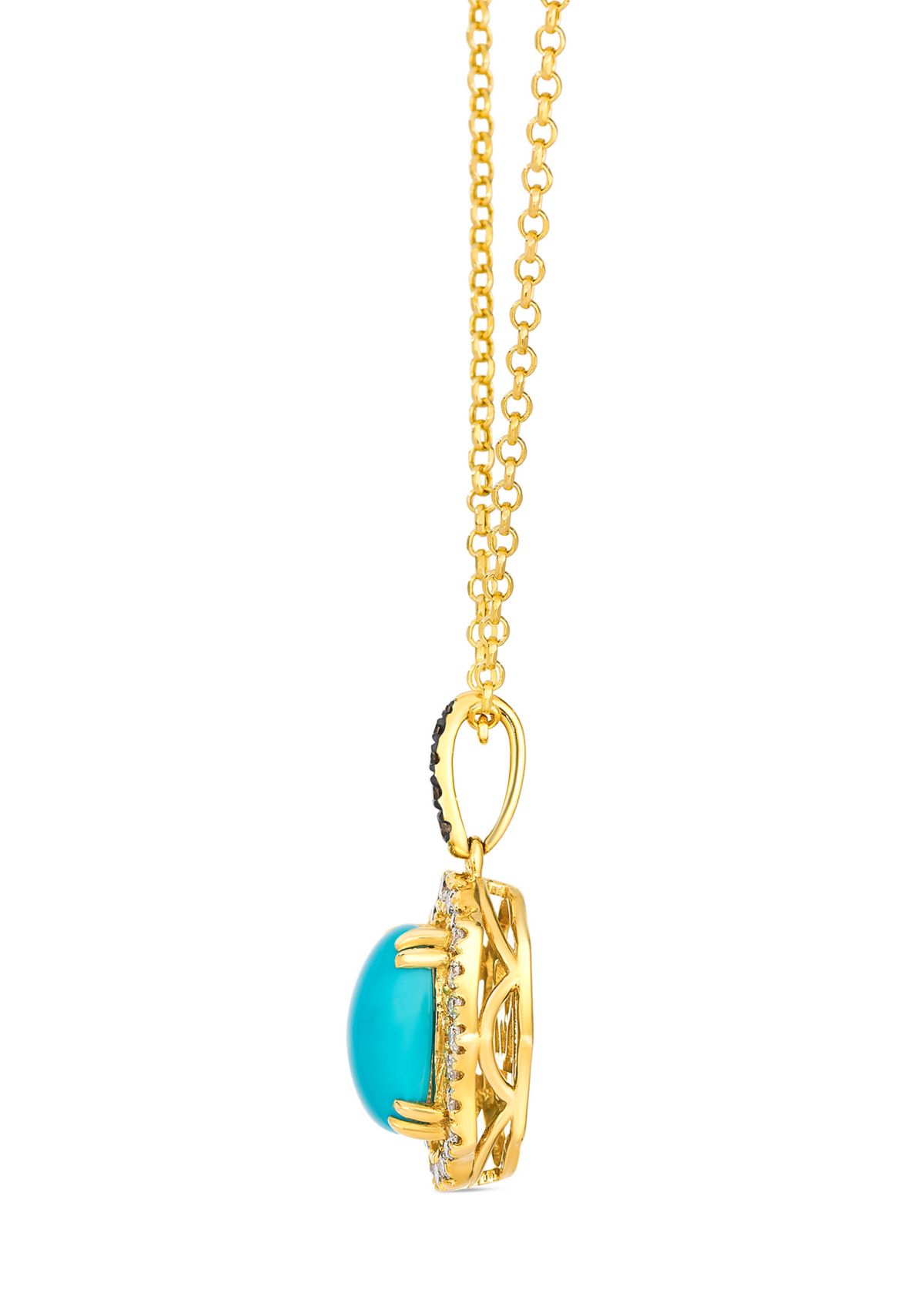 Pendant featuring 2 ct. t.w. Robins Egg Blue Turquoise™, 1/20 ct. t.w. Chocolate Diamonds®, 1/4 ct. t.w. Nude Diamonds™ set in 14K Honey Gold™
