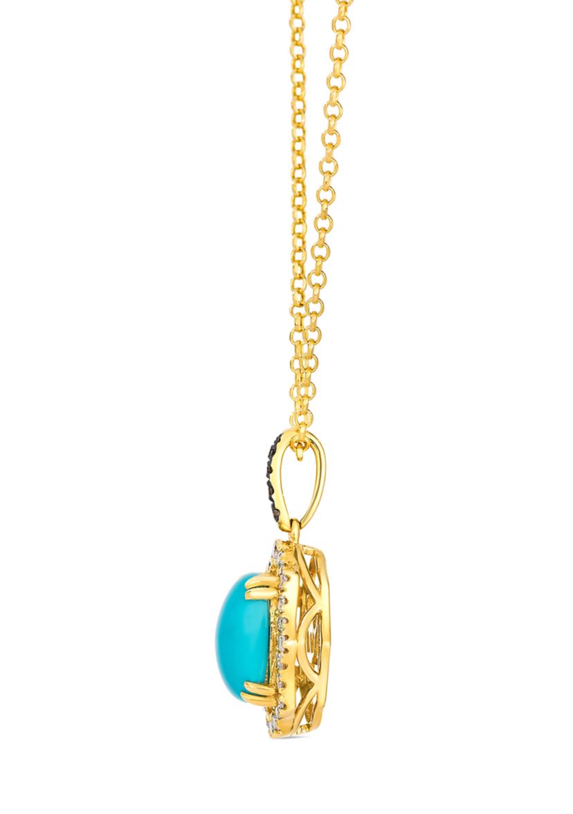 Pendant featuring 2 ct. t.w. Robins Egg Blue Turquoise™, 1/20 ct. t.w. Chocolate Diamonds®, 1/4 ct. t.w. Nude Diamonds™ set in 14K Honey Gold™