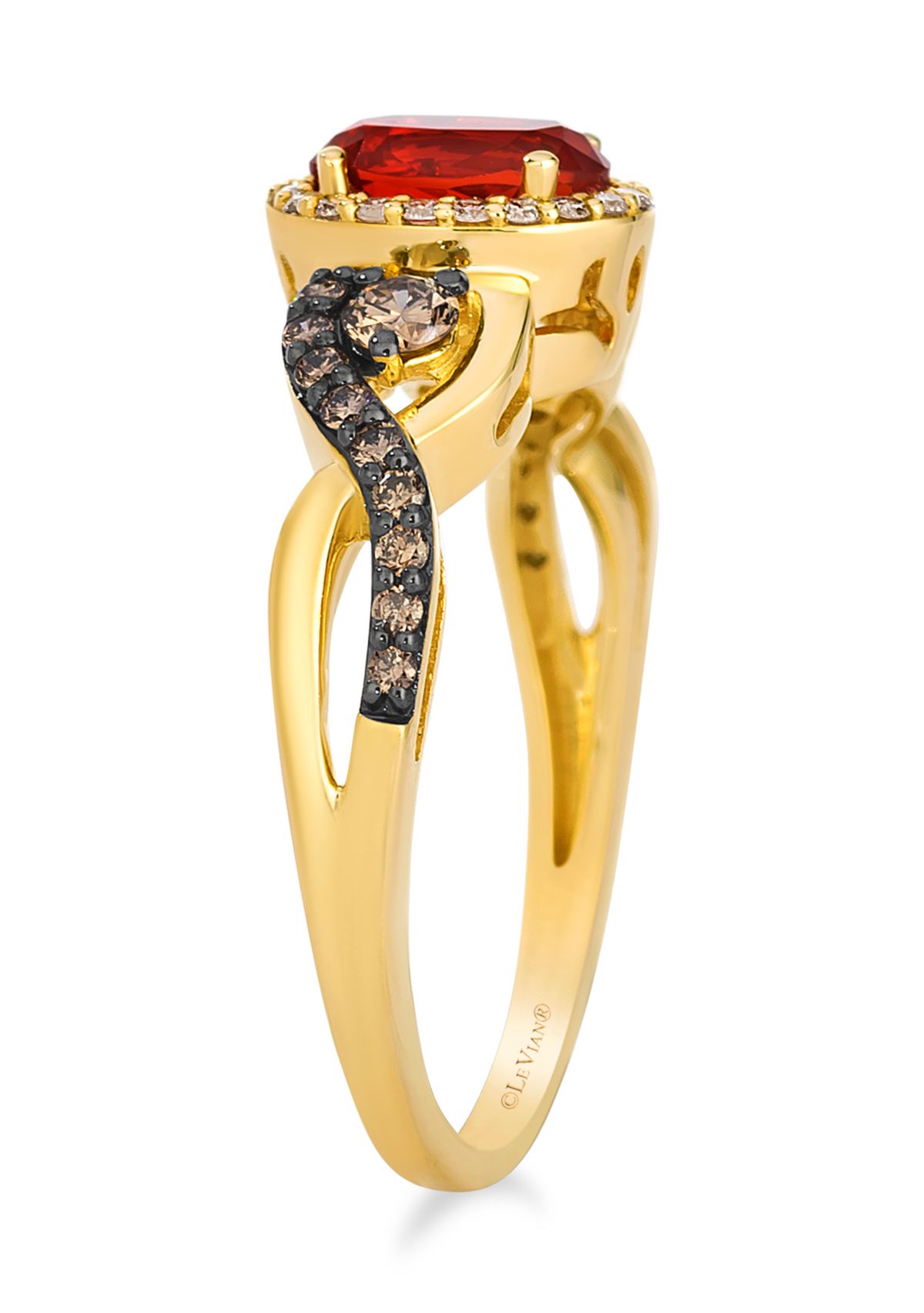 Ring featuring 3.75 ct. t.w. Robins Egg Blue Turquoise™, 1/6 ct. t.w. Chocolate Diamonds®, 1/3 ct. t.w. Nude Diamonds™ set in 14K Honey Gold™