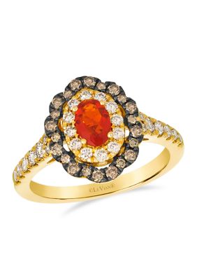 Le Vian Ring featuring 1/4 ct. t.w. Neon Tangerine Fire Opal®, 3/8 ct. t.w. Nude Diamonds™, 1/4 ct. t.w. Chocolate Diamonds set in 14K Honey Gold,