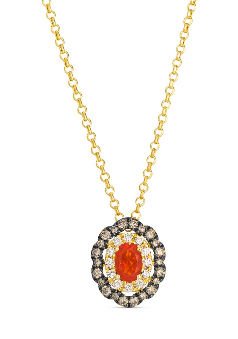 Pendant featuring 1/4 ct. t.w. Neon Tangerine Fire Opal®, 1/4 ct. t.w. Chocolate Diamonds®, 1/6 ct. t.w. Nude Diamonds™ set in 14K Honey Gold™