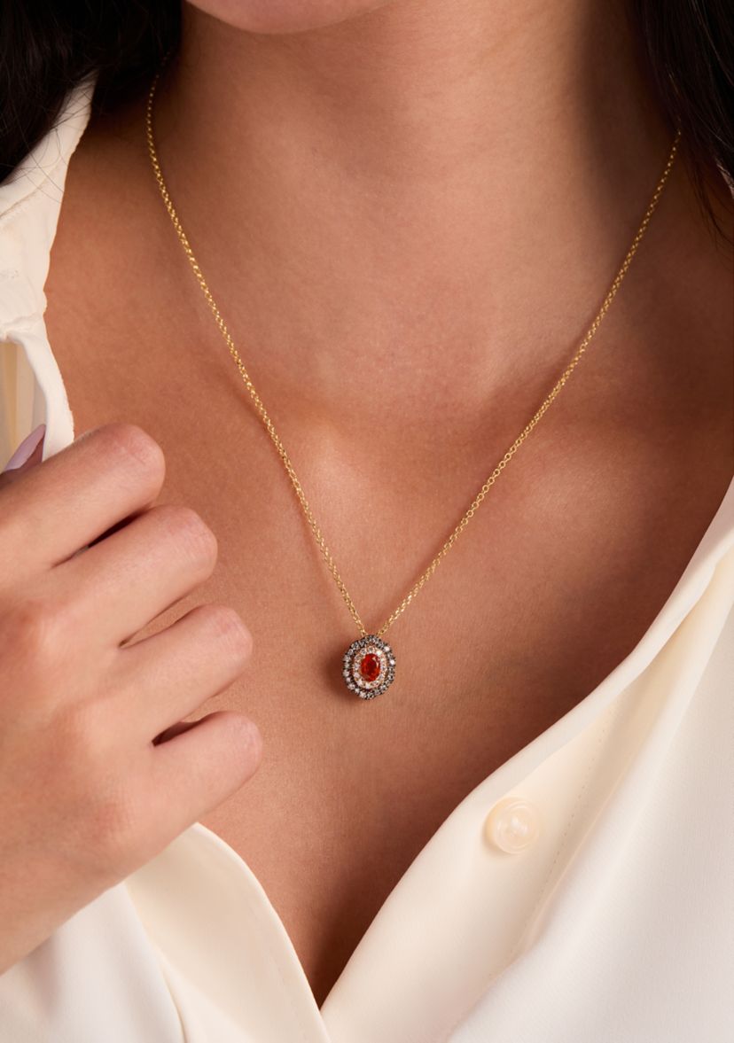 Pendant featuring 1/4 ct. t.w. Neon Tangerine Fire Opal®, 1/4 ct. t.w. Chocolate Diamonds®, 1/6 ct. t.w. Nude Diamonds™ set in 14K Honey Gold™