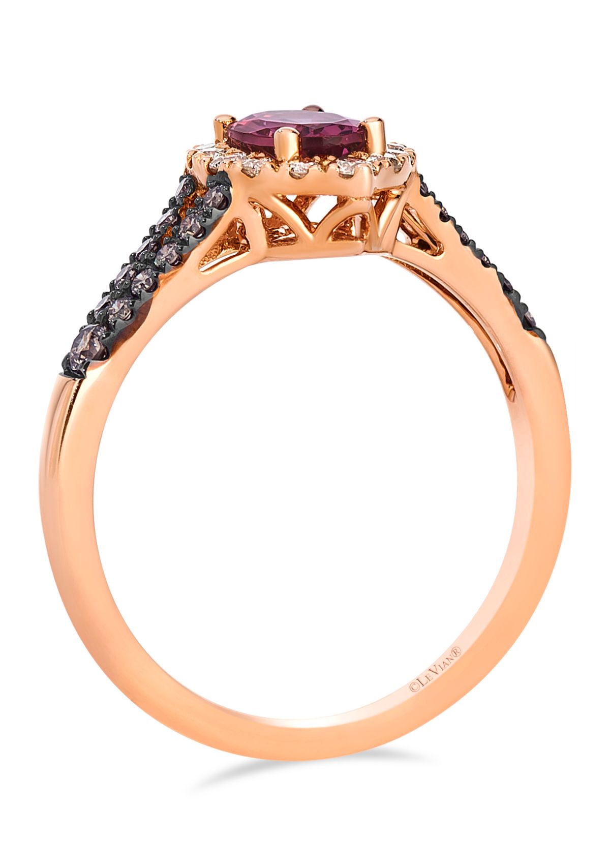 Le Vian® Ring featuring 5/8 ct. t.w. Passion Fruit Tourmaline™, 1/5 ct. t.w. Nude Diamonds™, 1/5 ct. t.w. Chocolate Diamonds® set in 14K Strawberry Gold®
