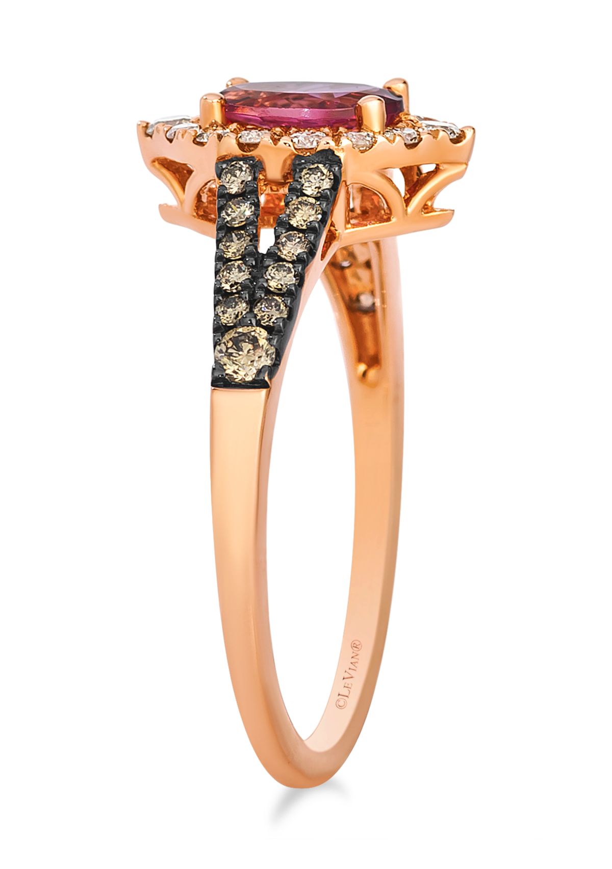 Le Vian® Ring featuring 5/8 ct. t.w. Passion Fruit Tourmaline™, 1/5 ct. t.w. Nude Diamonds™, 1/5 ct. t.w. Chocolate Diamonds® set in 14K Strawberry Gold®