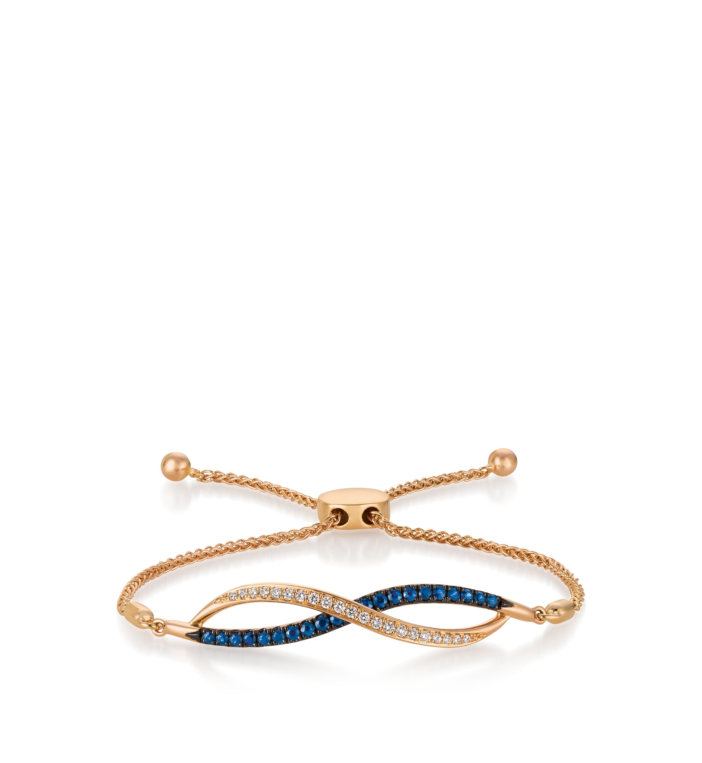 1/6 Diamond Sapphire Bracelet in 14k Rose Gold