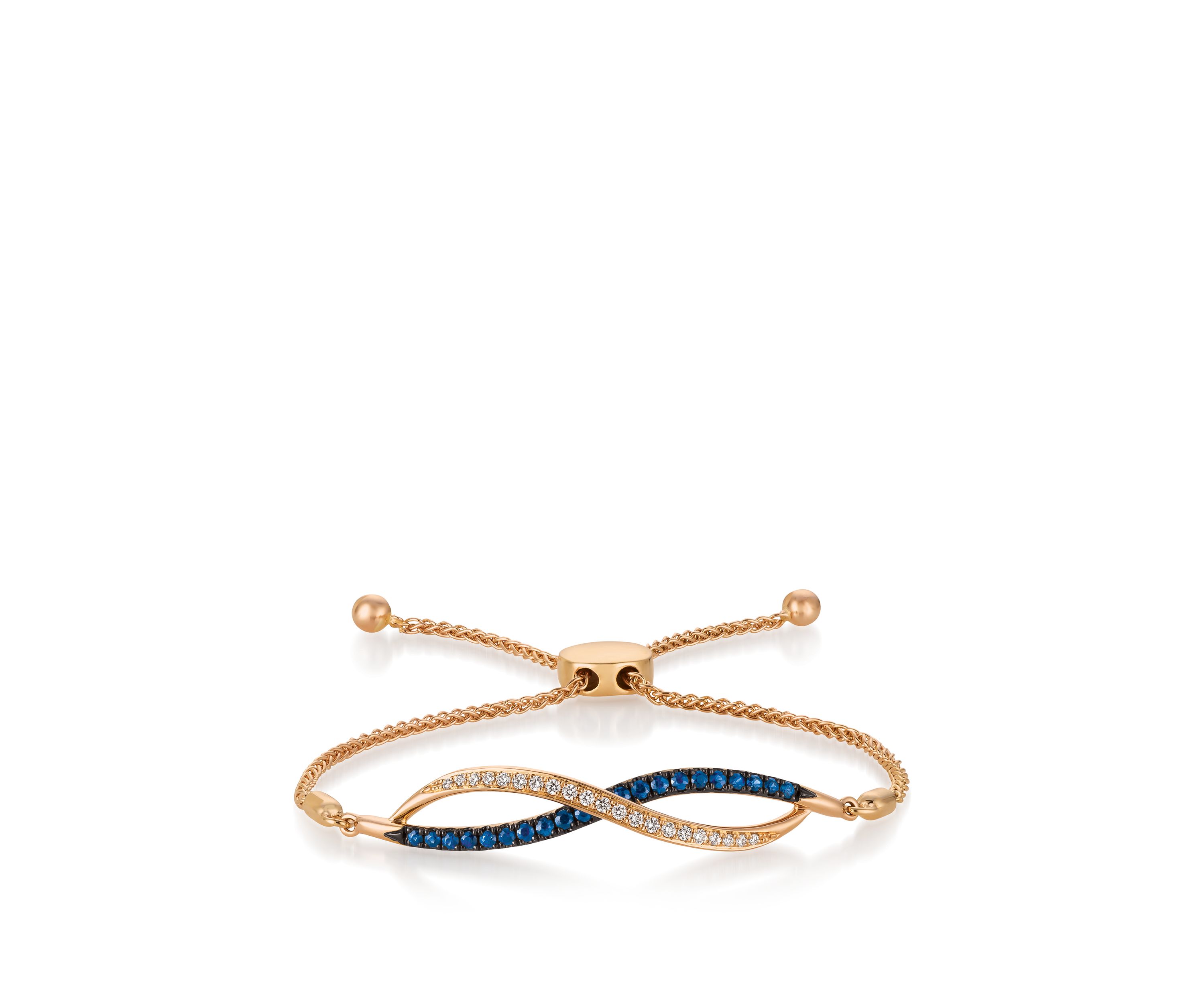 1/6 Diamond Sapphire Bracelet in 14k Rose Gold