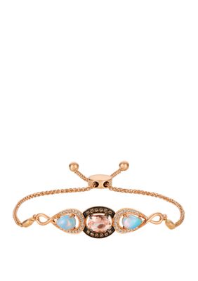 7/8 ct. t.w. Morganite, 5/8 ct. t.w. Opal, and 1/3 ct. t.w. Diamond Bracelet in 14K Rose Gold