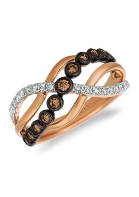 3 ct. t.w. Vanilla Diamond® and Chocolate Diamond® Ring in 14K Strawberry Gold