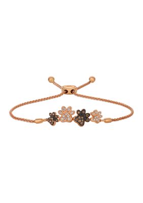 Chocolatier® Bolo Bracelet featuring 1/5 ct. t.w. Chocolate Diamonds®, 1/5 ct. t.w. Vanilla Diamonds® set in 14K Strawberry Gold®