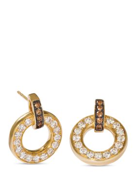 7/8 ct. t.w. Nude Diamonds™, 1/6 ct. t.w. Chocolate Diamonds® Earrings in 14k Honey Gold™