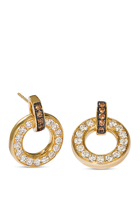 7/8 ct. t.w. Nude Diamonds™, 1/6 ct. t.w. Chocolate Diamonds® Earrings in 14k Honey Gold™