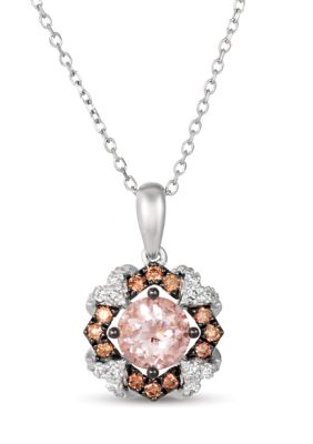 Le Vian 1/8 Ct. T.w. Chocolate Diamond, 1/10 Ct. T.w. Vanilla Diamond, And Sapphire Pendant Necklace In 14K White Gold