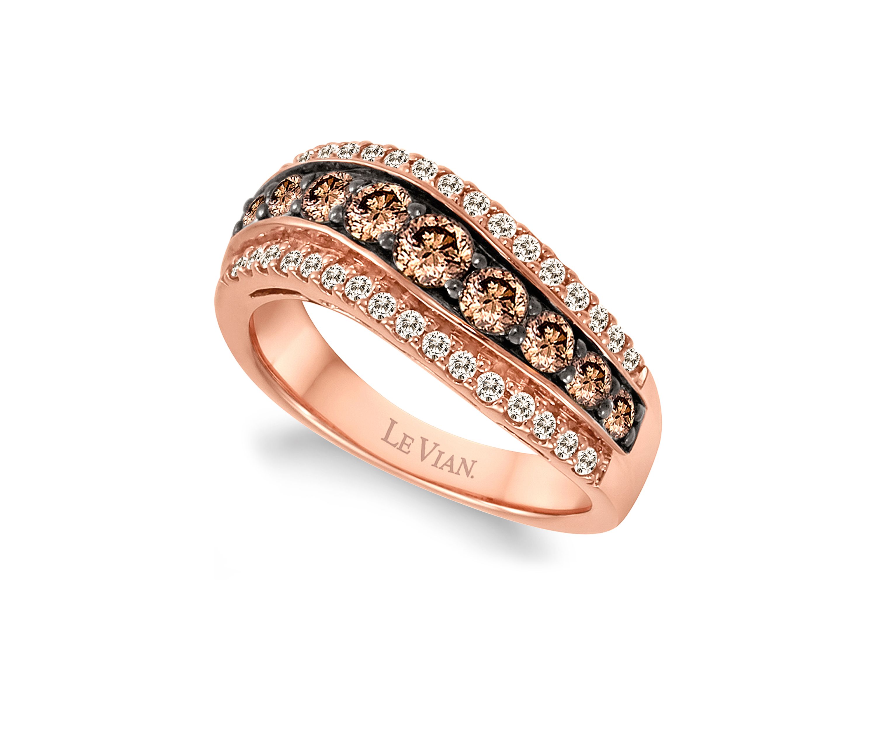 Ring featuring 7/8 ct. t.w. Chocolate Diamonds®, 1/3 ct. t.w. Vanilla Diamonds® set in 14K Strawberry Gold®