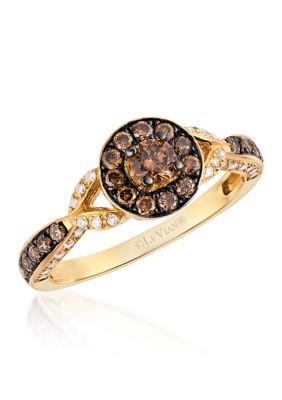1/2 ct. t.w. Chocolate Diamond® and 1/6 ct. t.w. Vanilla Diamond® Ring in 14K Honey Gold™