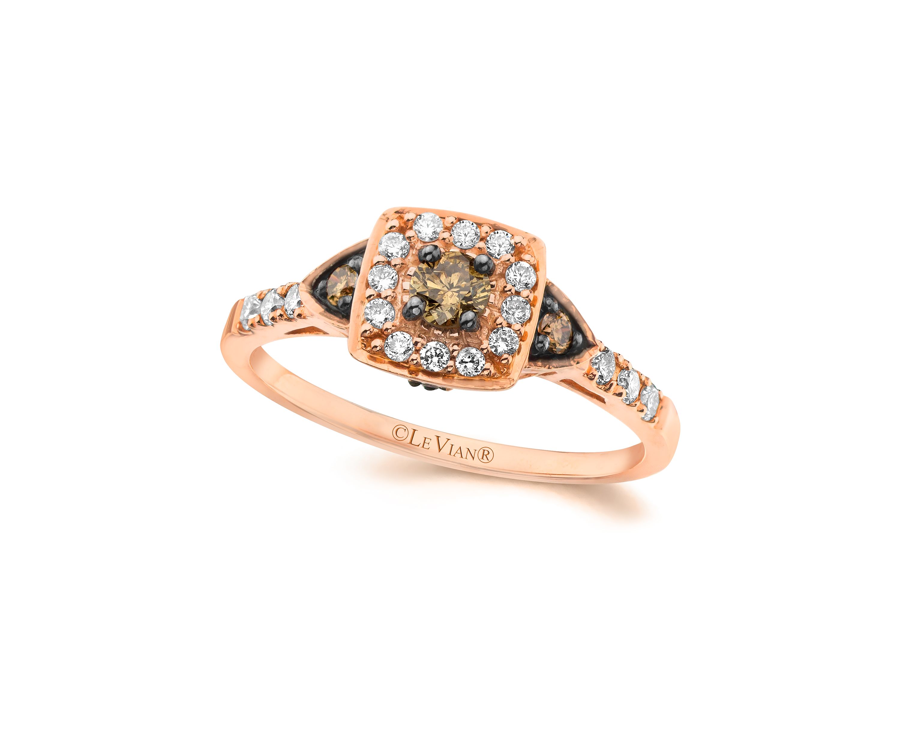  Chocolatier® Ring featuring 1/5 ct. t.w. Chocolate Diamonds®, 1/5 ct. t.w. Vanilla Diamonds® set in 14K Strawberry Gold®
