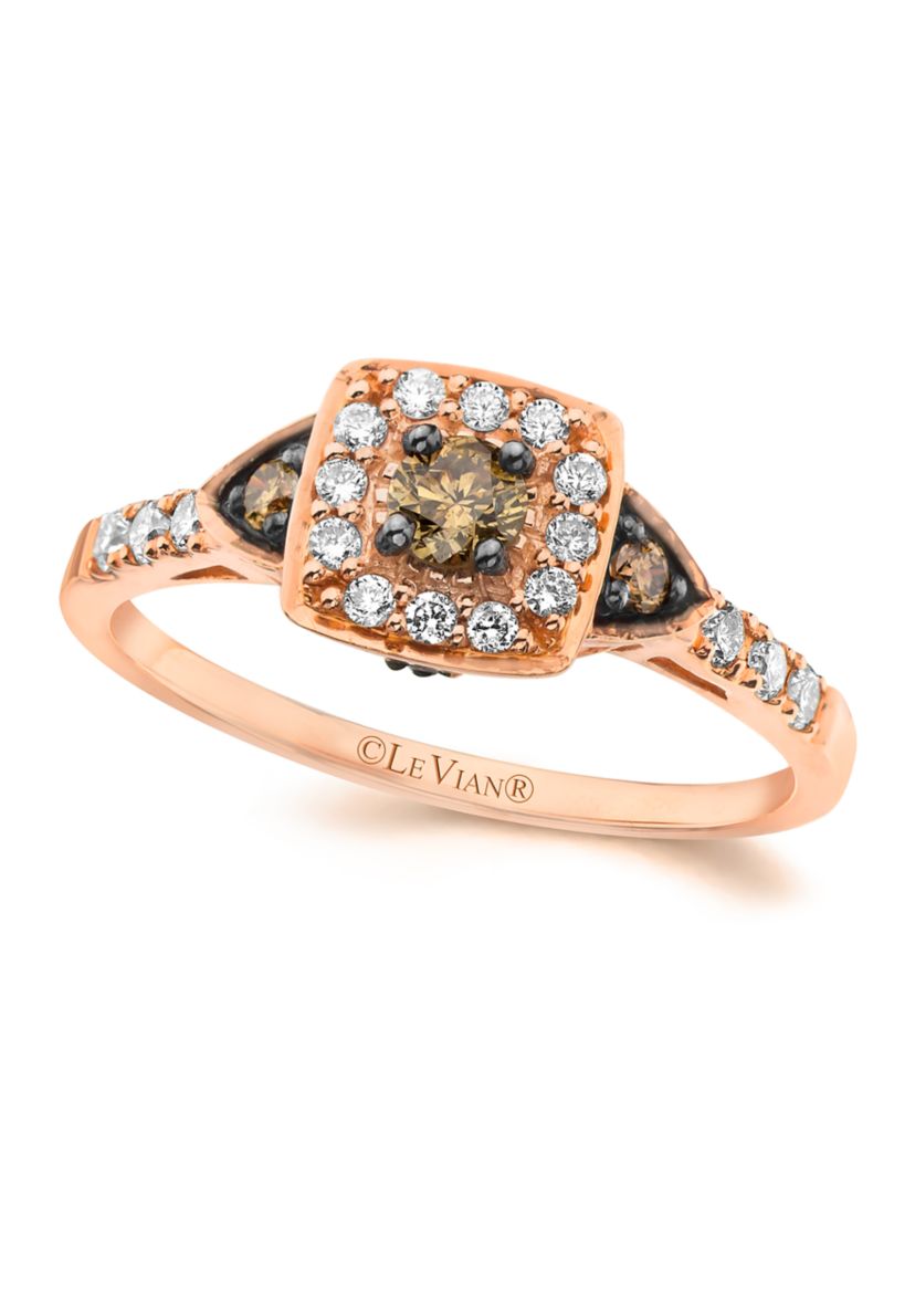  Chocolatier® Ring featuring 1/5 ct. t.w. Chocolate Diamonds®, 1/5 ct. t.w. Vanilla Diamonds® set in 14K Strawberry Gold®