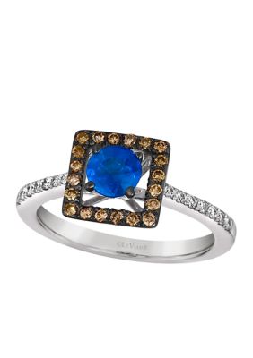 Le Vian 5/8 Ct. T.w. Blueberry Sapphireâ¢, 1/6 Ct. T.w. Chocolate Diamonds, 1/10 Ct. T.w. Vanilla Diamonds Ring In 14K Vanilla Gold