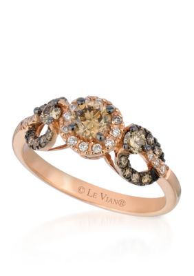 Chocolate Diamonds® and Vanilla Diamonds® Ring in 14K Strawberry Gold