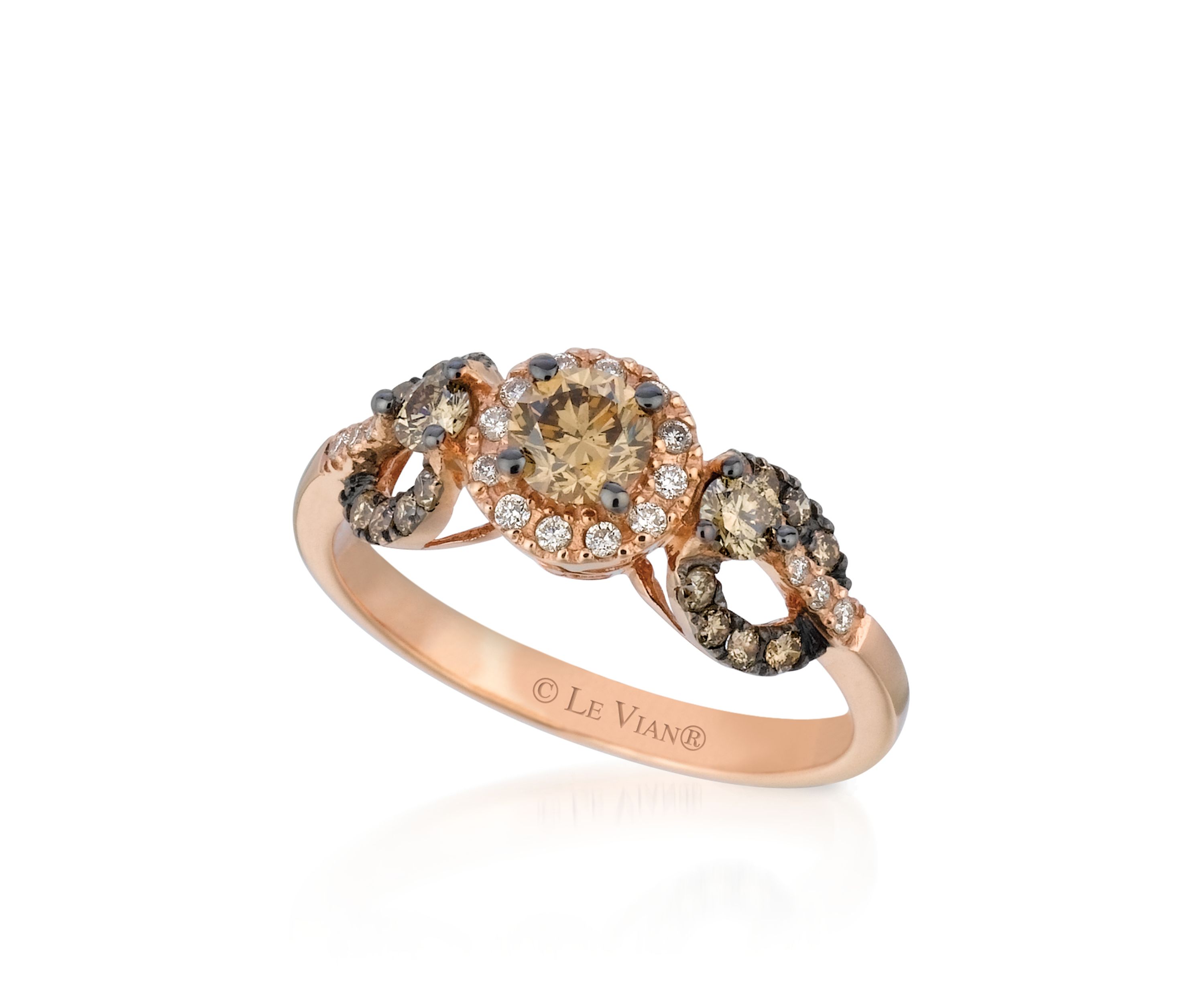 Chocolate Diamonds® and Vanilla Diamonds® Ring in 14K Strawberry Gold®