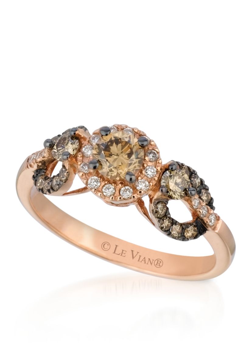 Chocolate Diamonds® and Vanilla Diamonds® Ring in 14K Strawberry Gold®
