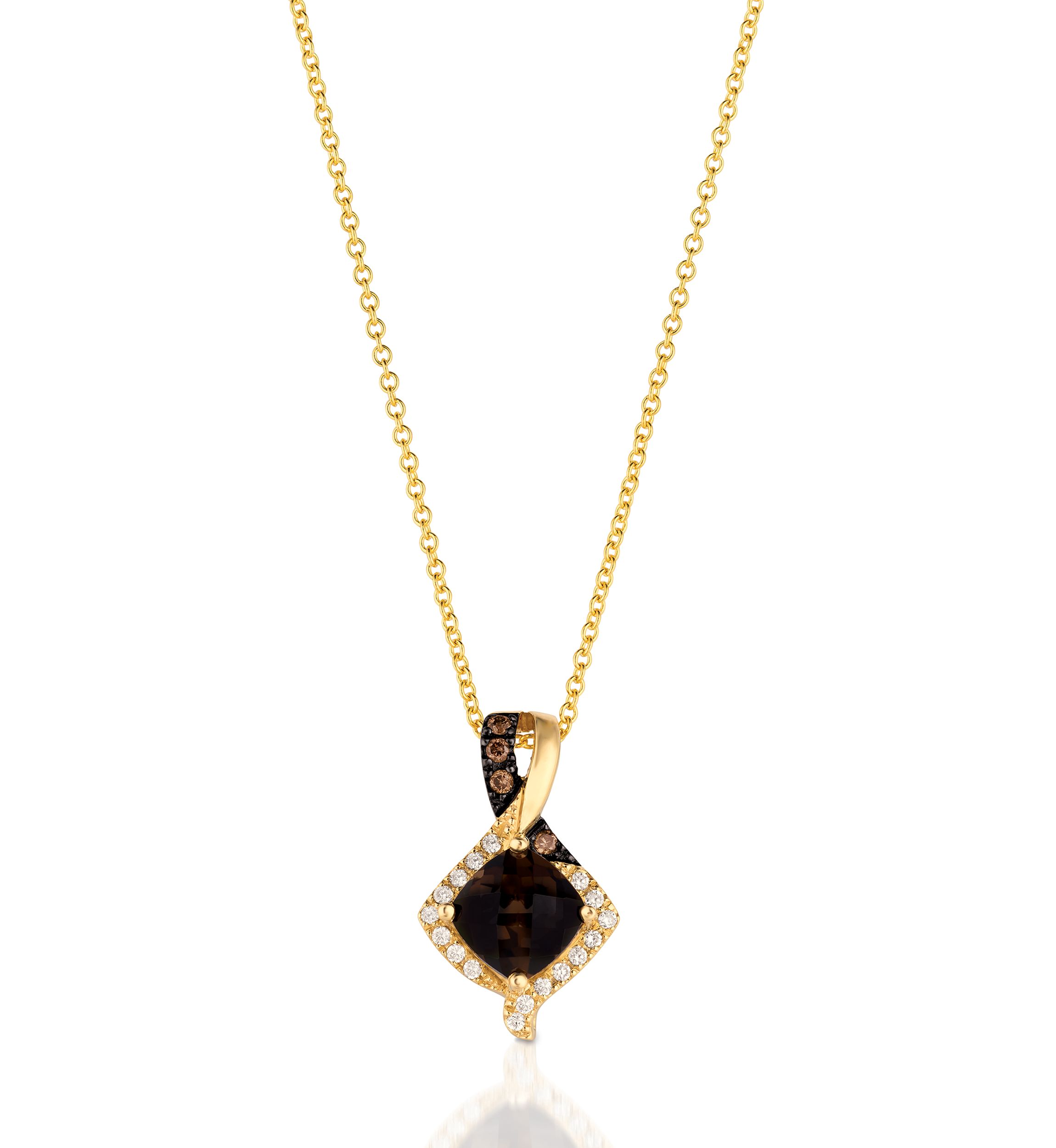 3/4 ct. t.w. Chocolate Quartz®, Chocolate Diamonds®, 1/20 ct. t.w. Vanilla Diamonds® Necklace in 14K Honey Gold™